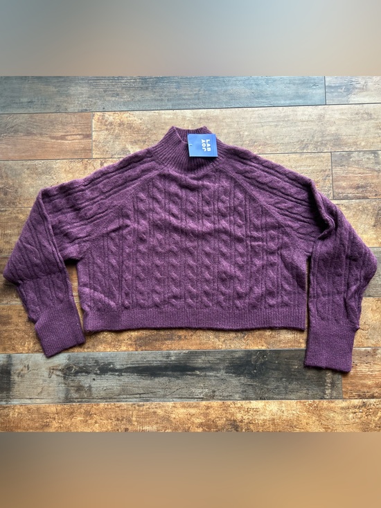JoyLab Sweaters - JoyLab Plum Cable-Knit Mock Neck Sweater XS